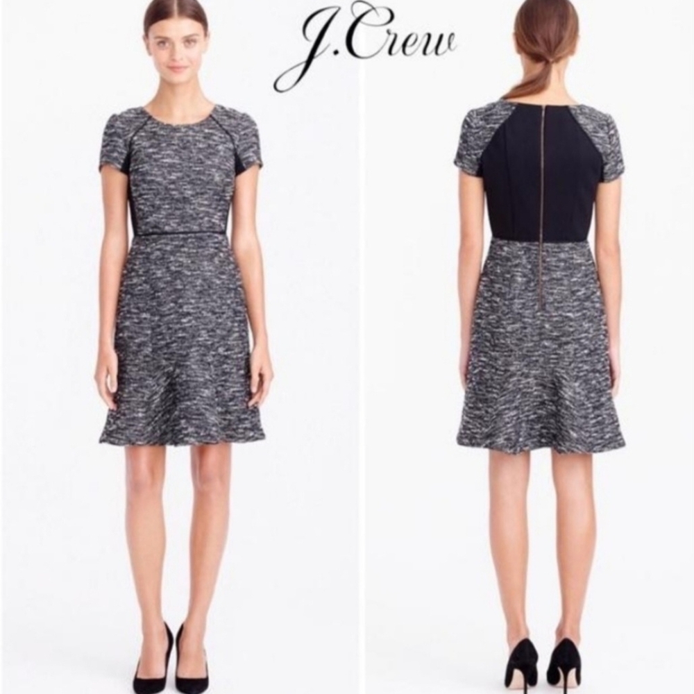 J. Crew Gray and White Fit and Flare Mini Dress